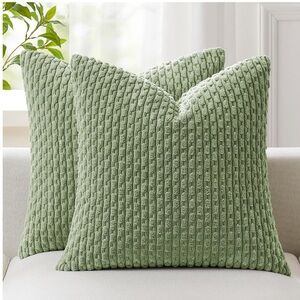 Sage Green Corduroy Accent Pillow Covers SQUARE 18x18” (2-pack)